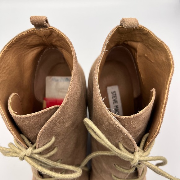 Steve Madden Danni Wedge Ankle Boots Womens 8.5M Beige Lace Up Leather - Picture 8 of 10